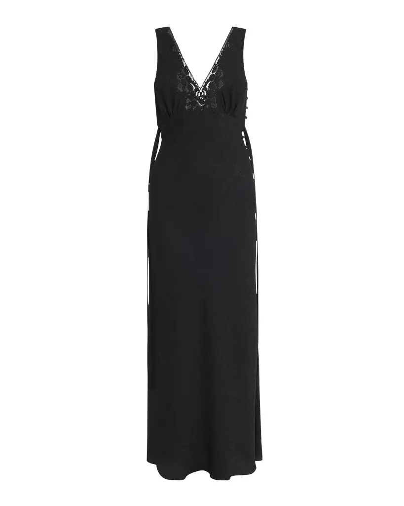 Chloe Silk Jacquard & Lace Sleeveless Column Dress