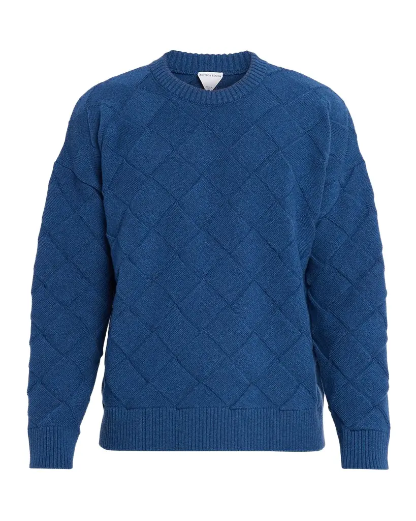 Bottega Veneta Men 's Intrecciato Wool Knit Crewneck Sweater