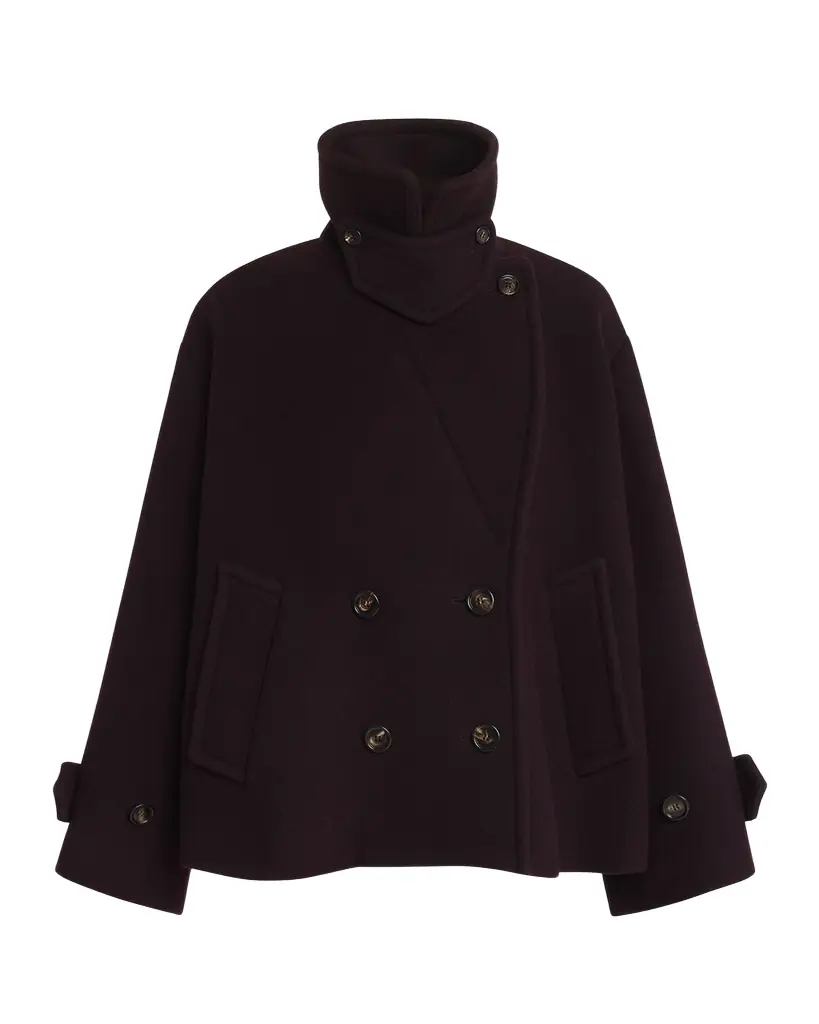 Chloe Wool Double-Breasted Oversized Pea Coat