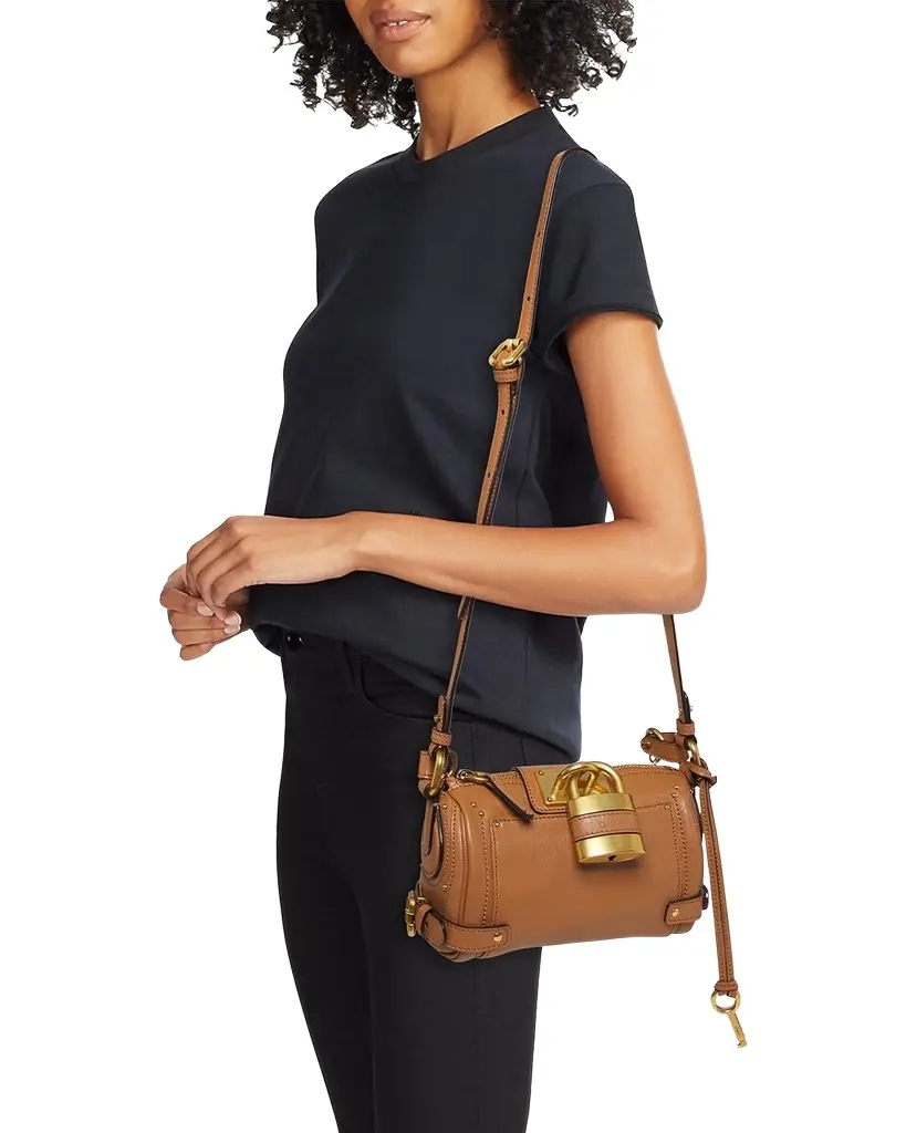 Chloe Paddington Rounded Padlock Shoulder Bag in Leather