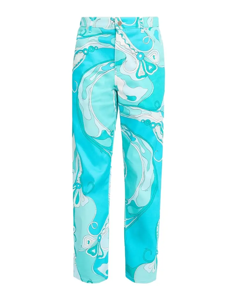 Pucci Orchidee-Print Straight-Leg Cotton Pants
