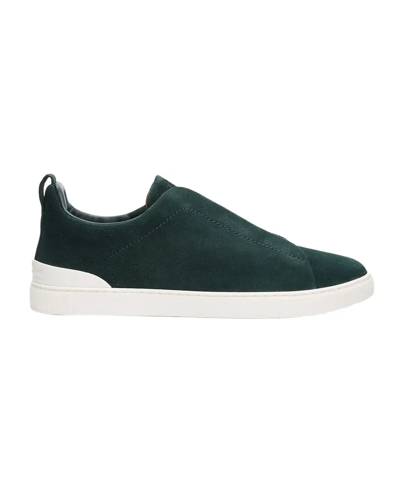 ZEGNA Men 's Suede Triple Stitch Slip-On Sneakers