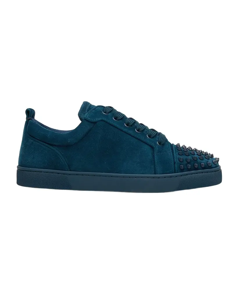 Christian Louboutin Men 's Louis Junior Spikes Low-Top Suede Sneakers