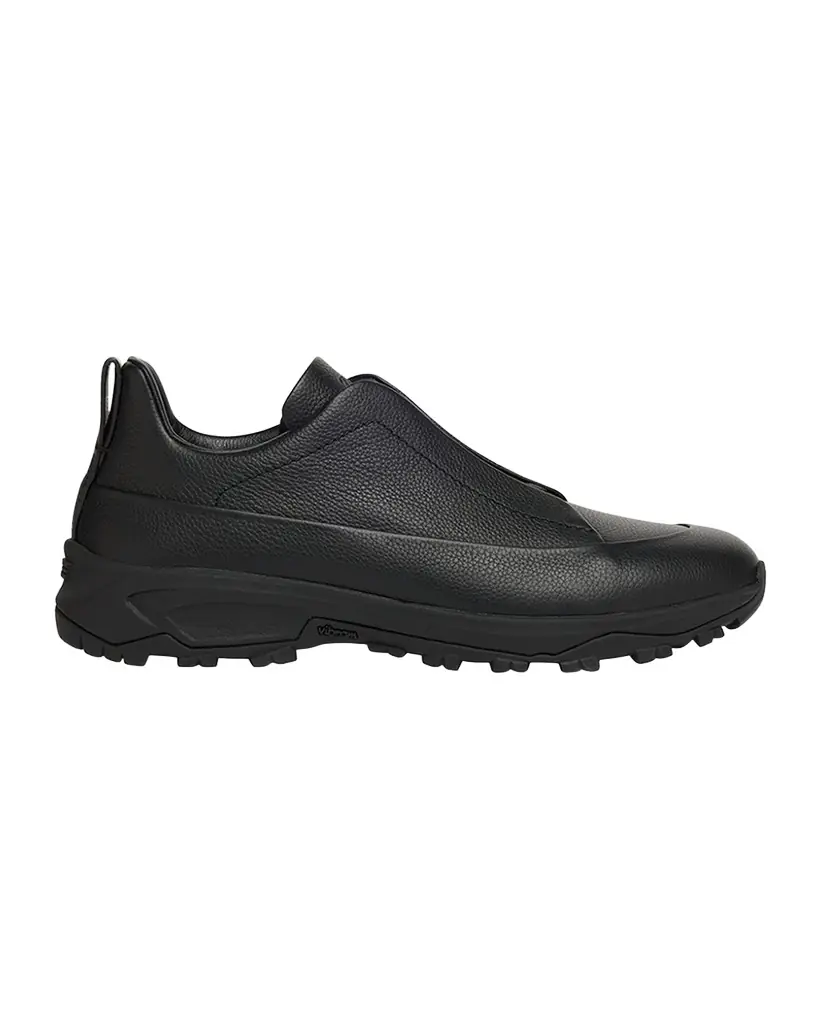 ZEGNA Men 's Triple Stitch Monte Grained Leather Slip-On Sneakers