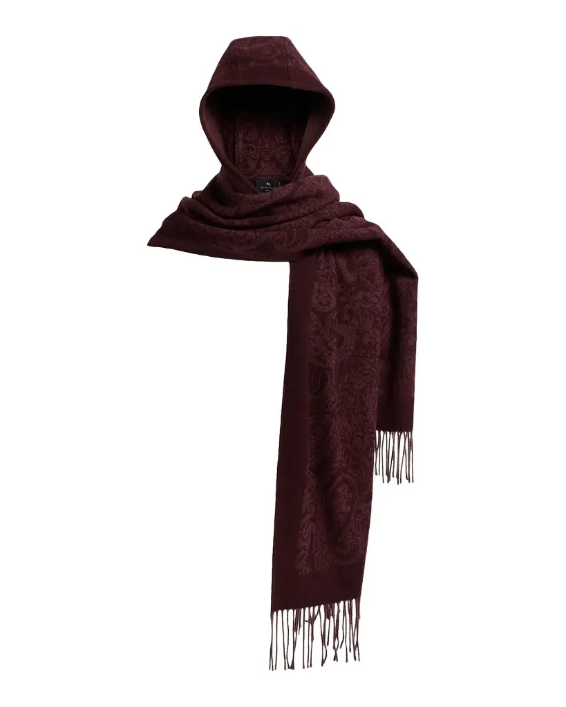 Etro Hooded Paisley Wool Scarf