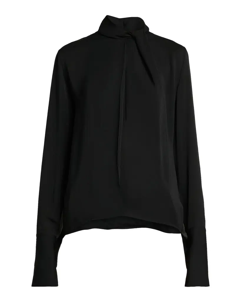 TOM FORD Twisted-Neck Silk Long-Sleeve Shirt
