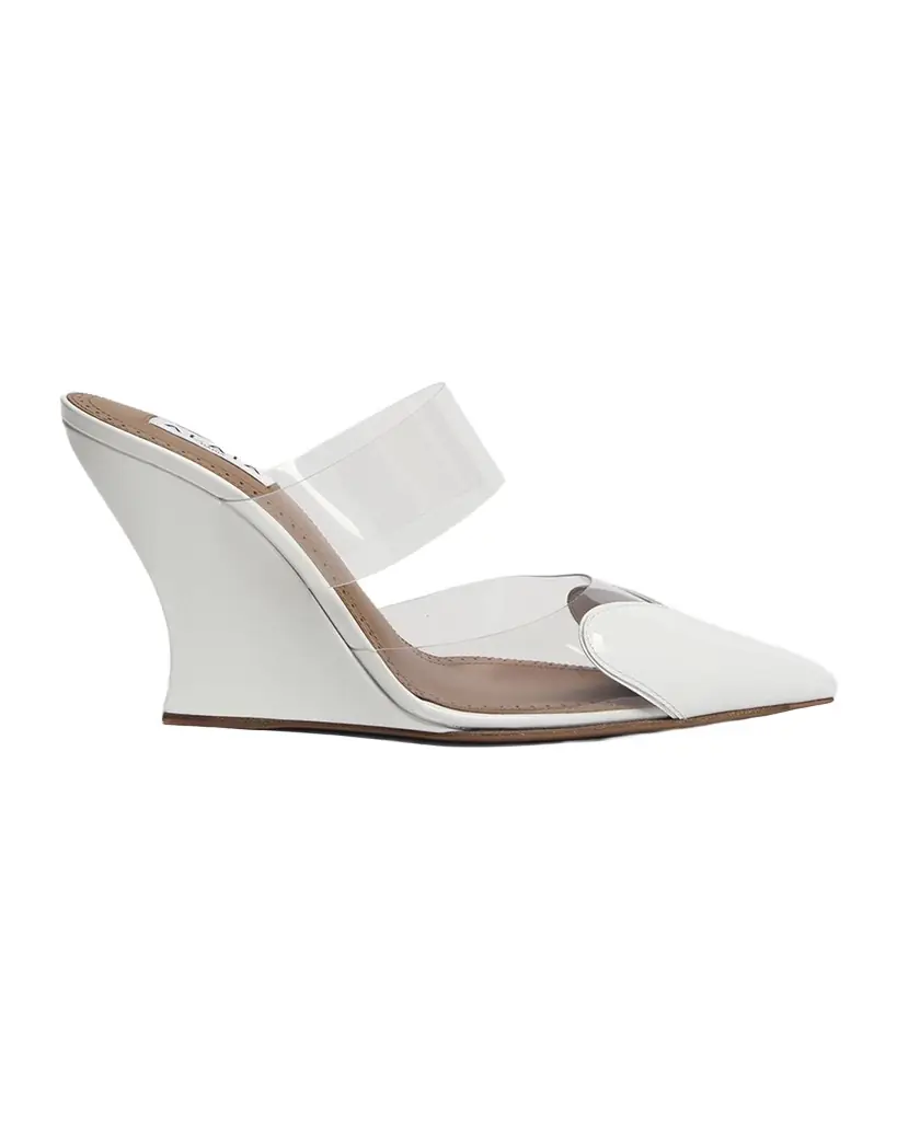 ALAIA 90mm Coeur Heart Clear Wedge Mules