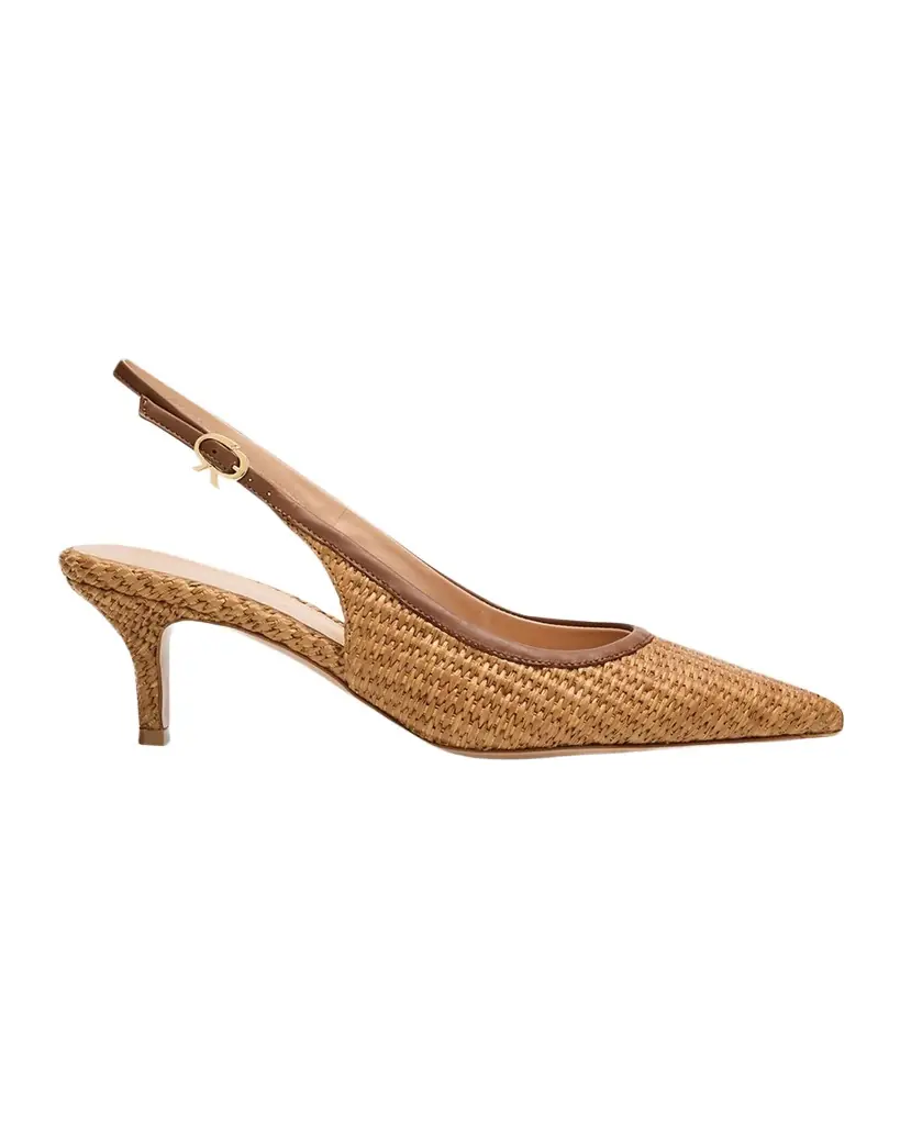 Gianvito Rossi Marbella Raffia Slingback Pumps