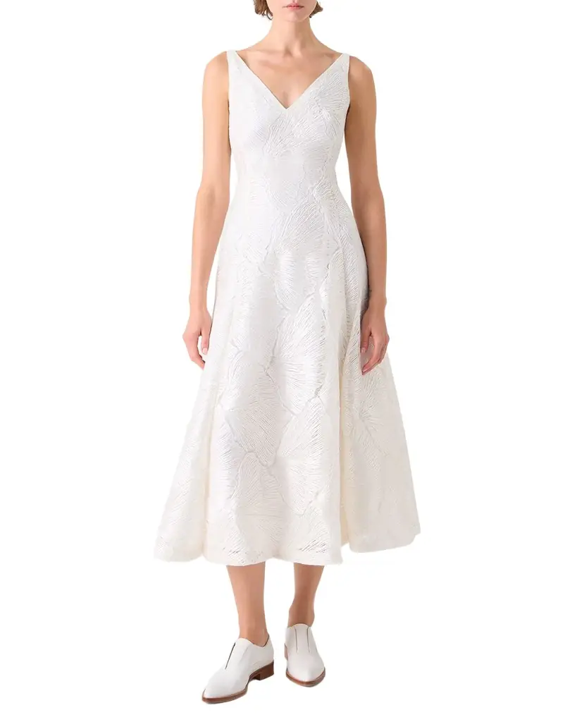 Akris Lacquered Sea Faille Sleeveless Midi Dress - Women's Clothing