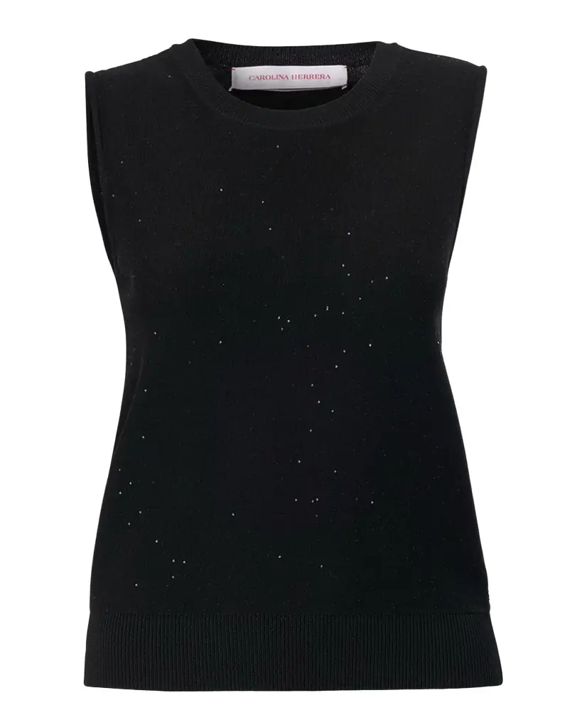 Carolina Herrera Sequined Wool-Blended Tank Top