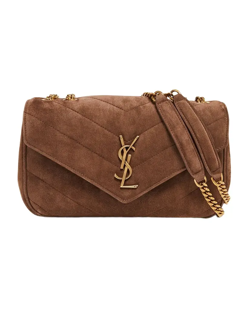 Saint Laurent Loulou Small YSL Shoulder Bag in Matelasse Suede