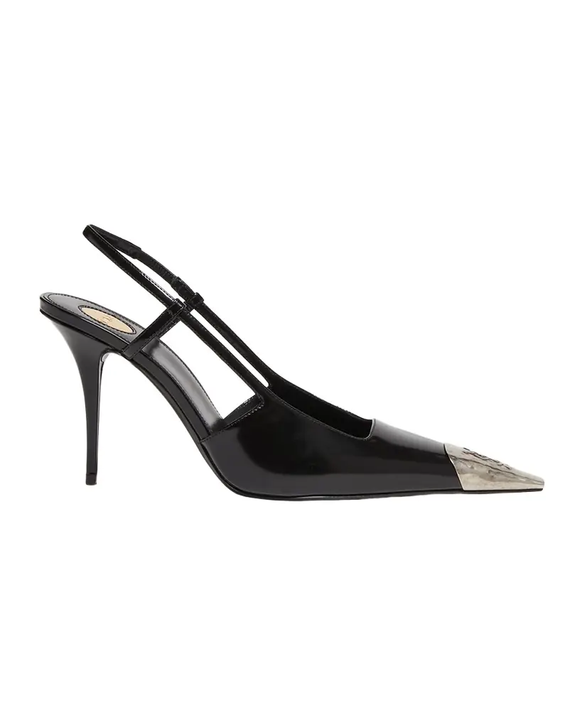Saint Laurent 90mm Jeanne Leather Slingback Pumps