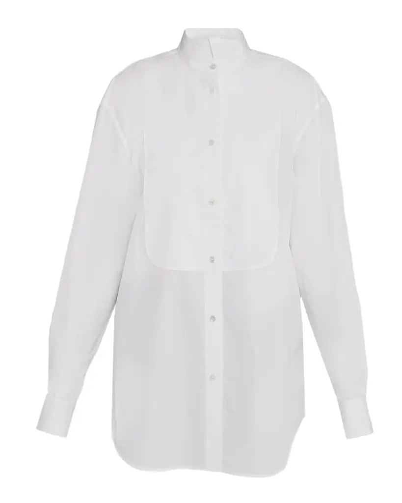THE ROW Erelisse Bib Cotton Poplin Tuxedo Shirt