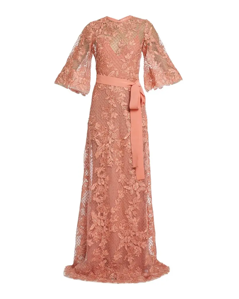 Elie Saab Lace Embroidered Tulle Maxi Dress