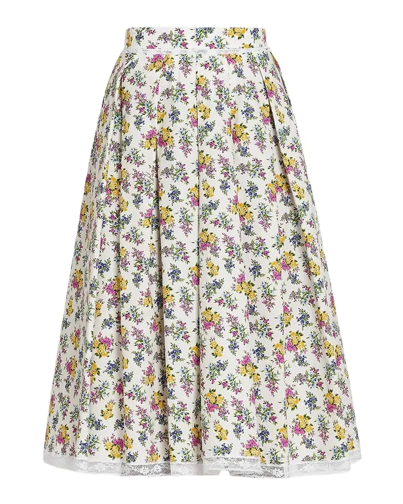 Dolce & Gabbana Floral Cotton-Blend Midi Skirt