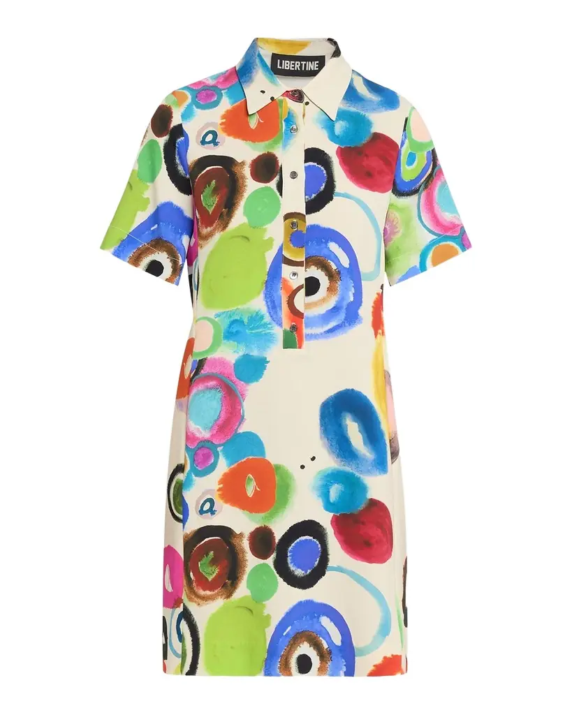 Libertine Gouache Printed Preppy Mini Polo Dress