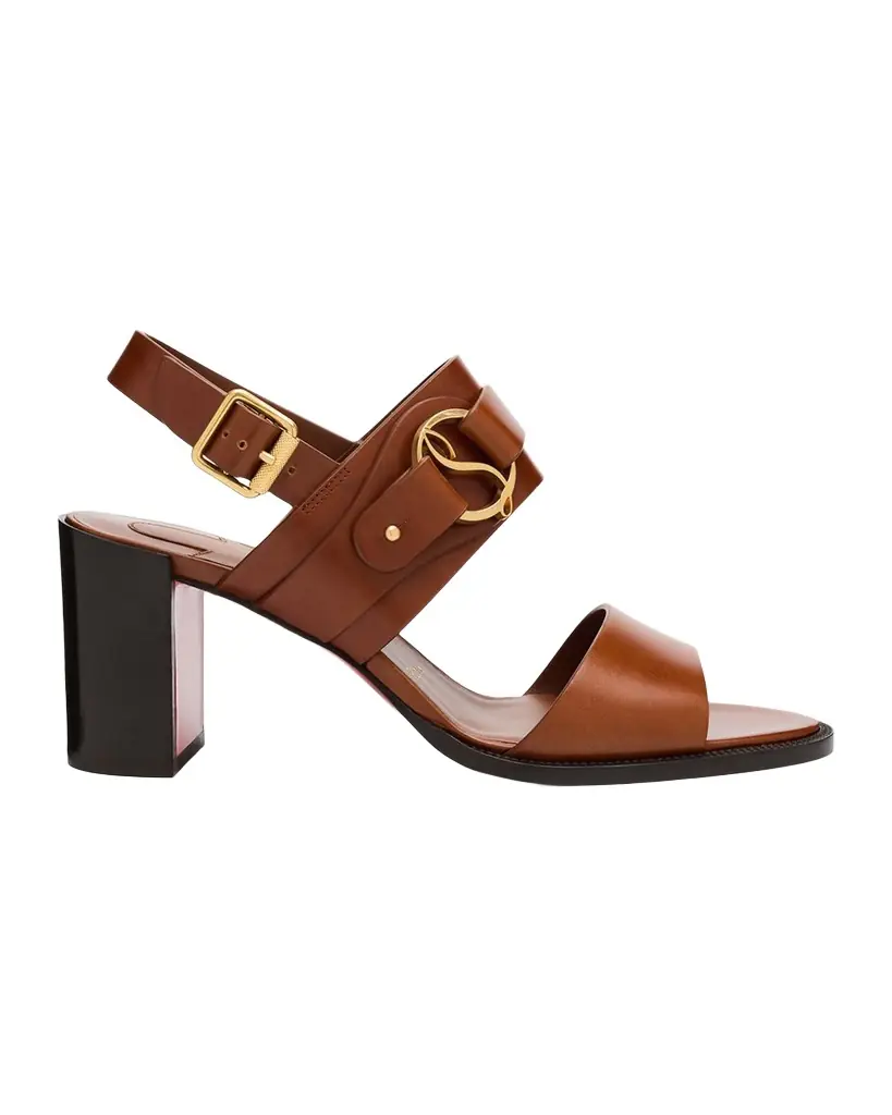 Christian Louboutin 70mm Her in Roma Leather Block-Heel Sandals