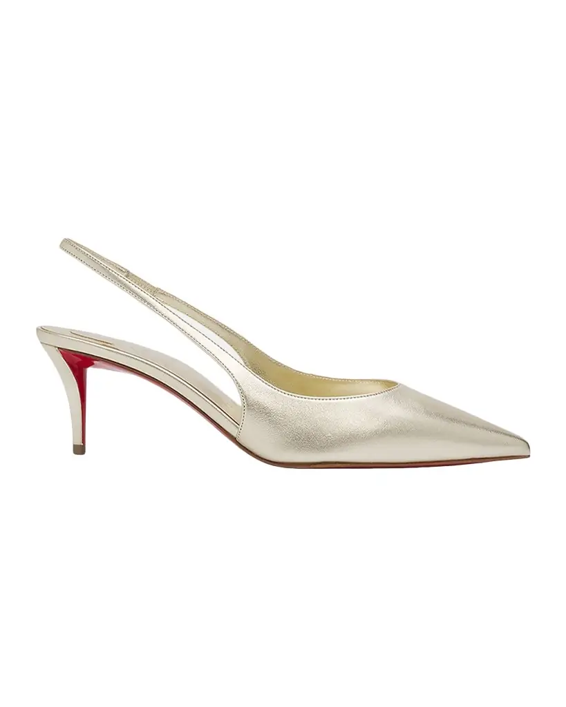 Christian Louboutin 60mm Miss Z Metallic Leather Slingback Pumps