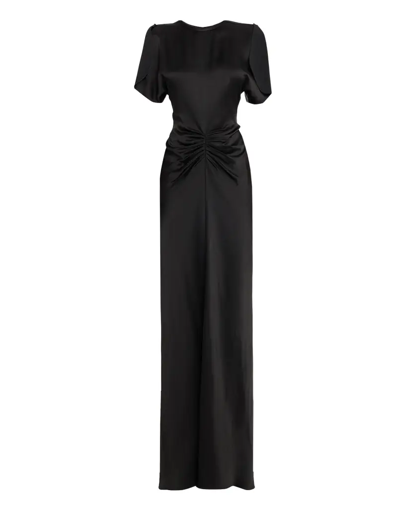 Victoria Beckham Gathered Waist Satin Maxi Dress