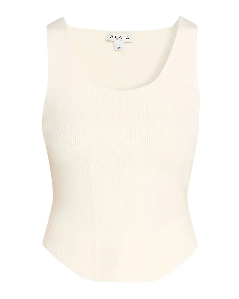 ALAIA Sleeveless Ribbed Knit Corset Top