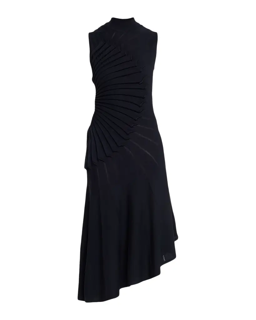 ALAIA Mock-Neck Sculpting Wool Dress