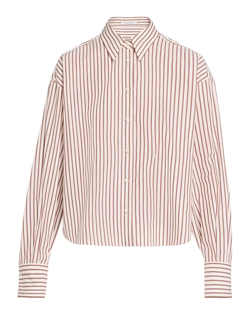 Brunello Cucinelli Striped Cotton Poplin Button-Down Shirt