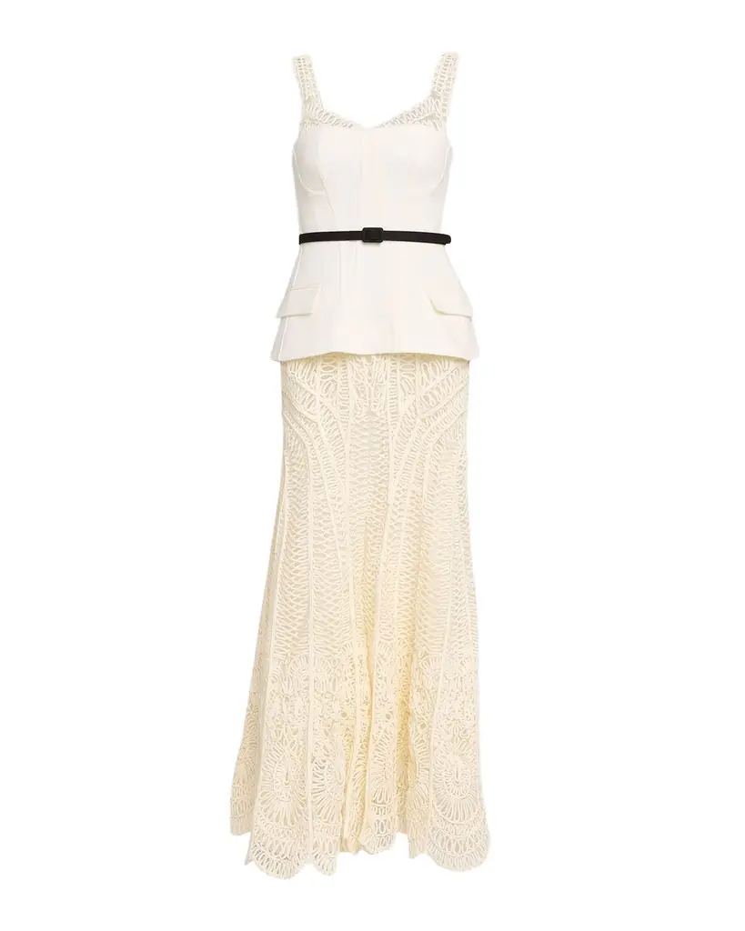 SIMKHAI McKinnon Sleeveless Corseted Lace Gown