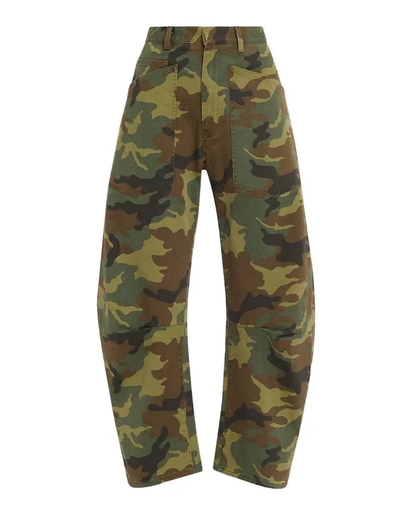 Nili Lotan Shon Camo-Print Barrel-Leg Ankle Pants