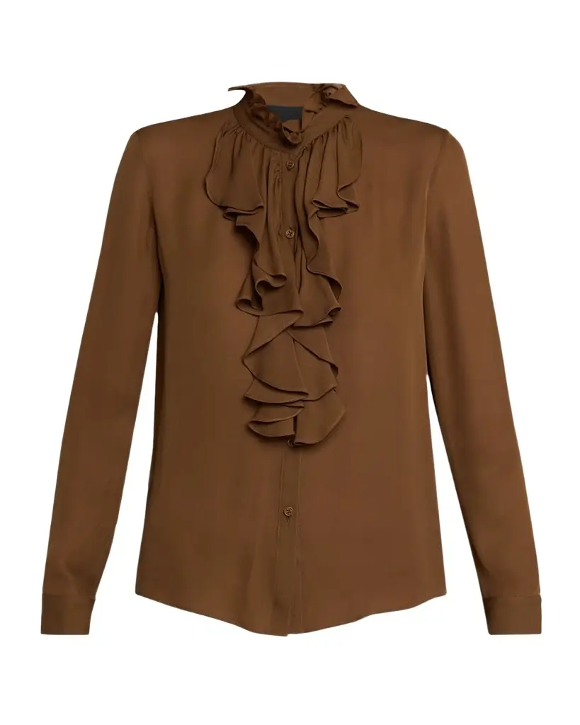 Nili Lotan Lily Ruffle-Embellished Silk Blouse