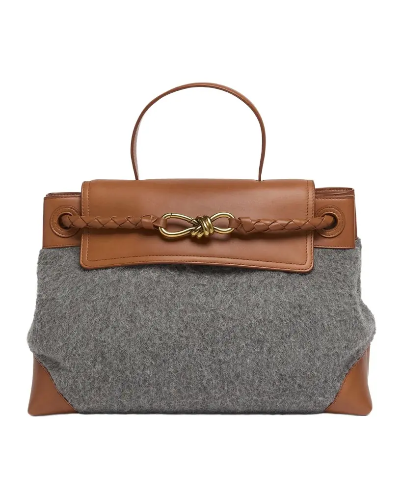 Bottega Veneta Ciao Ciao Medium Felt & Leather Top-Handle Bag