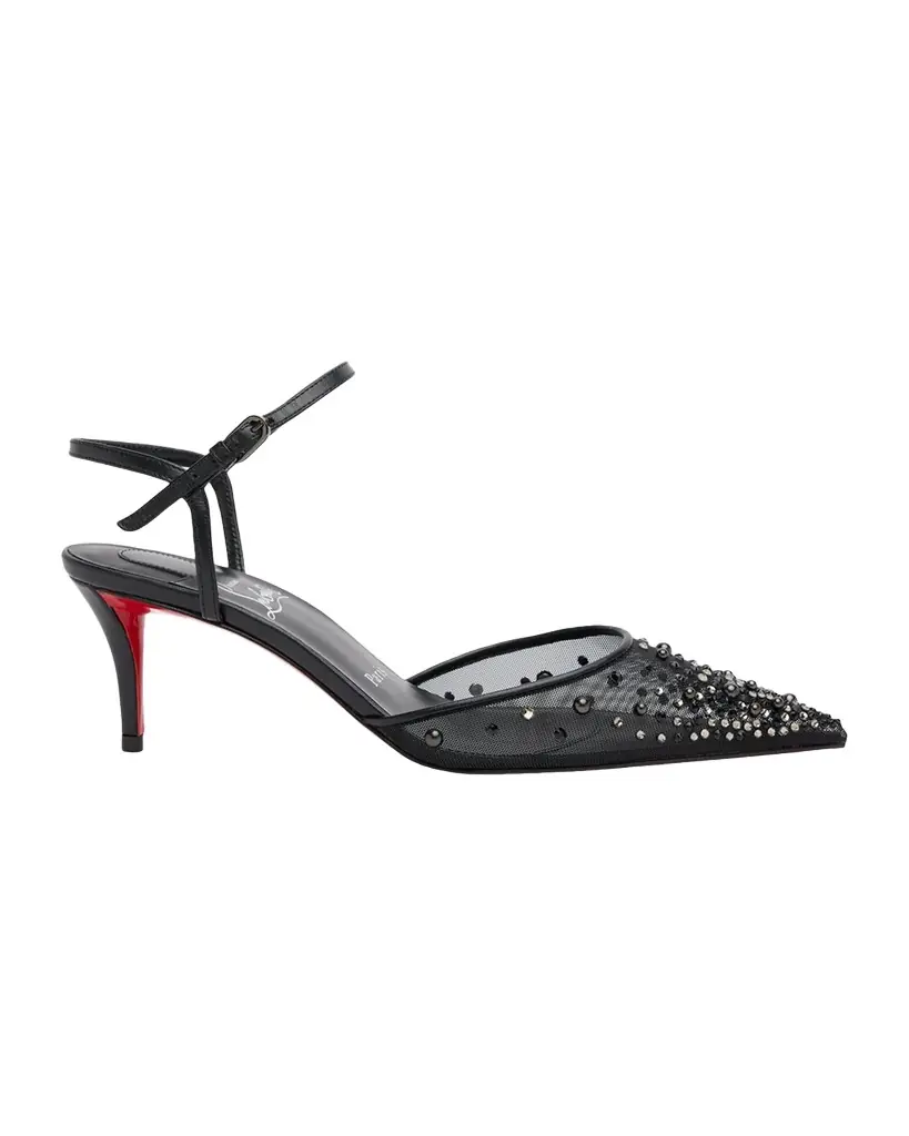 Christian Louboutin 60mm Miss Z Riviera Strass Mesh Pumps