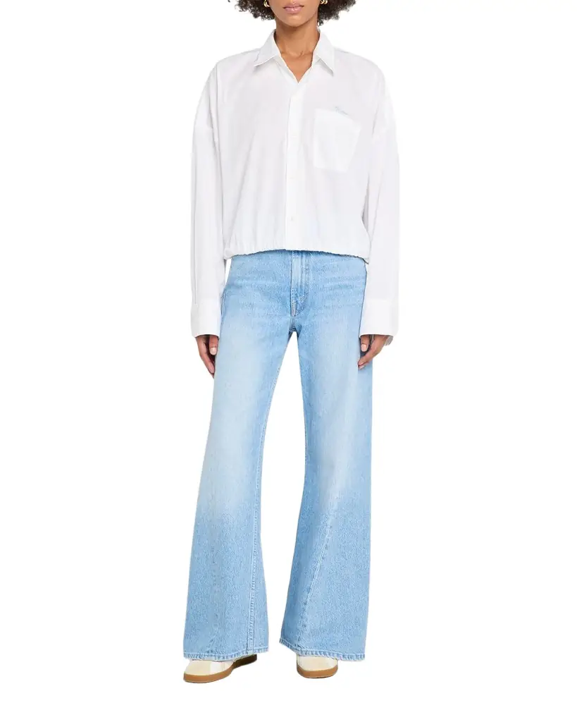 MOTHER The Scrunchie Frenchie Cropped Button-Front Shirt