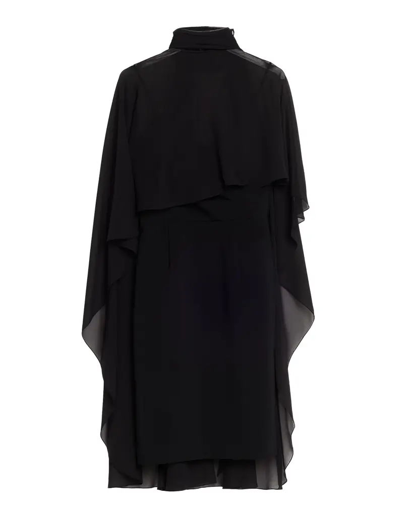 Rickie Freeman for Teri Jon Chiffon Tie-Neck Cape Slip Dress