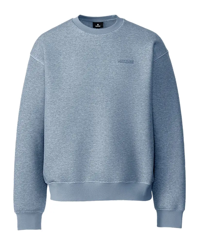 Mackage Men 's Julian Double-Face Jersey Silicone-Logo Crewneck Sweater