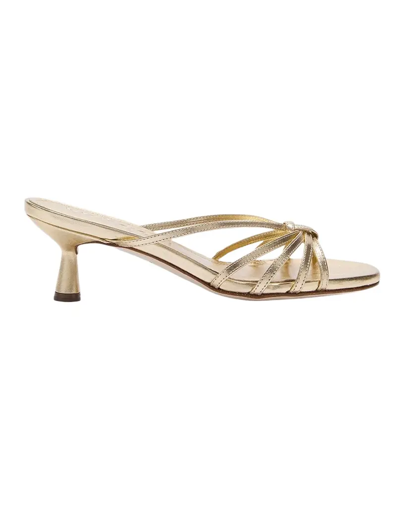 Aeyde Abby Laminated Metallic Leather Mules