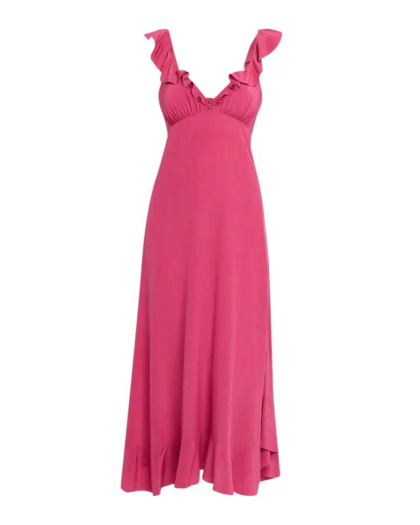 Chloe Ruffle V-Neck Empire Midi Dress