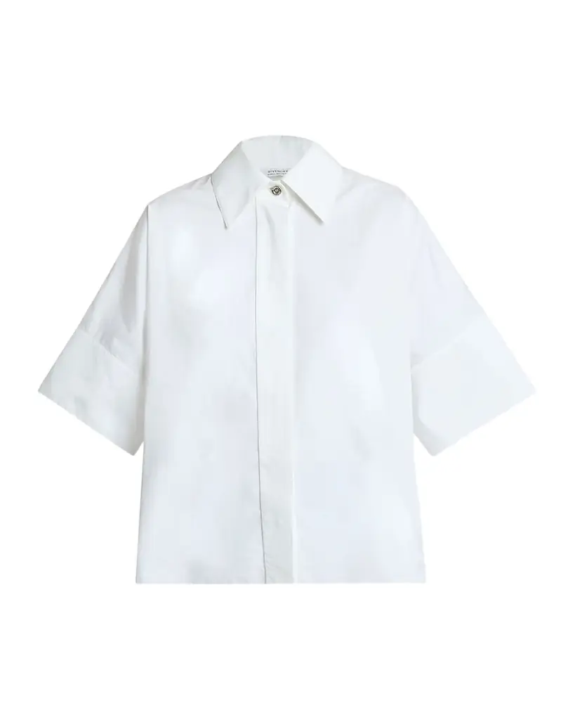 Givenchy Short-Sleeve Cotton Poplin Button-Down Shirt