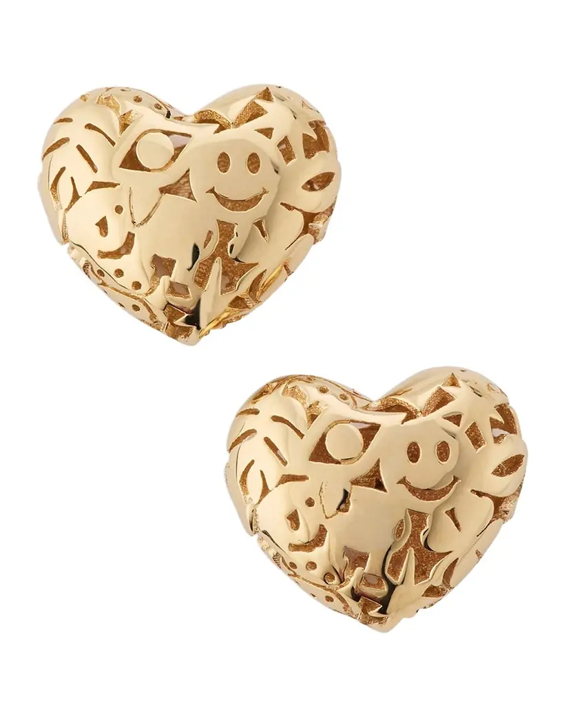 Sydney Evan Small Puffy Icon Heart Stud Earrings