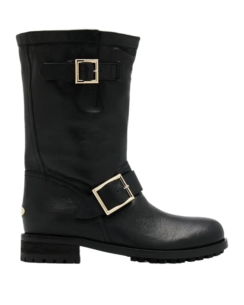 Jimmy Choo Biker Mid Leather Mid-Calf Boots