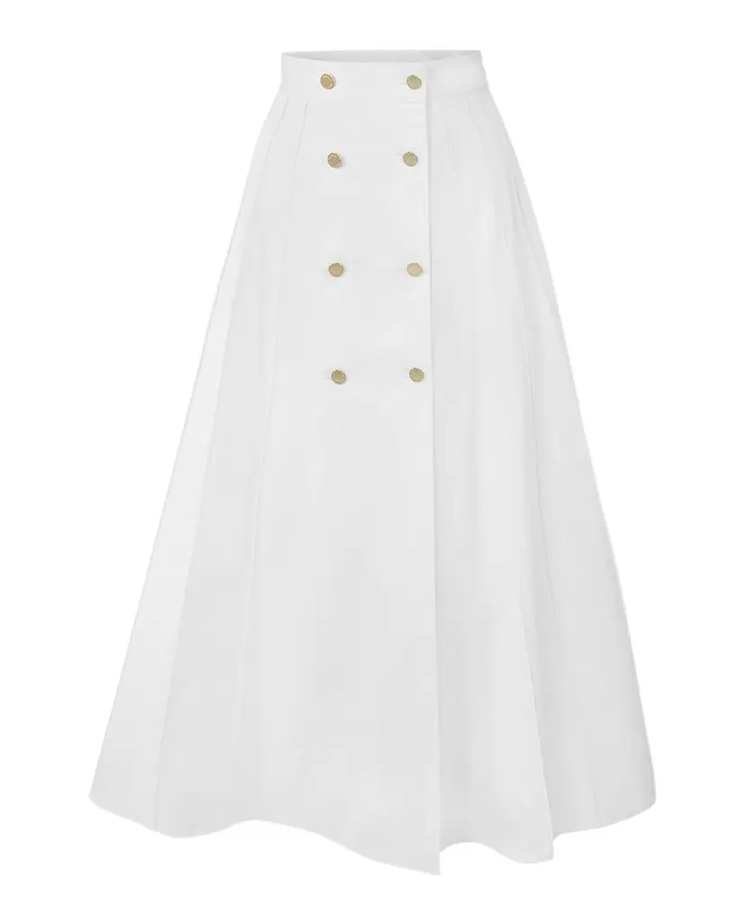 Carolina Herrera A-Line Sailor-Button Midi Skirt