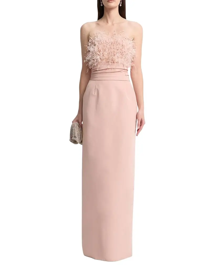Oscar de la Renta Strapless Dramatic Point D 'esprit Silk Column Gown