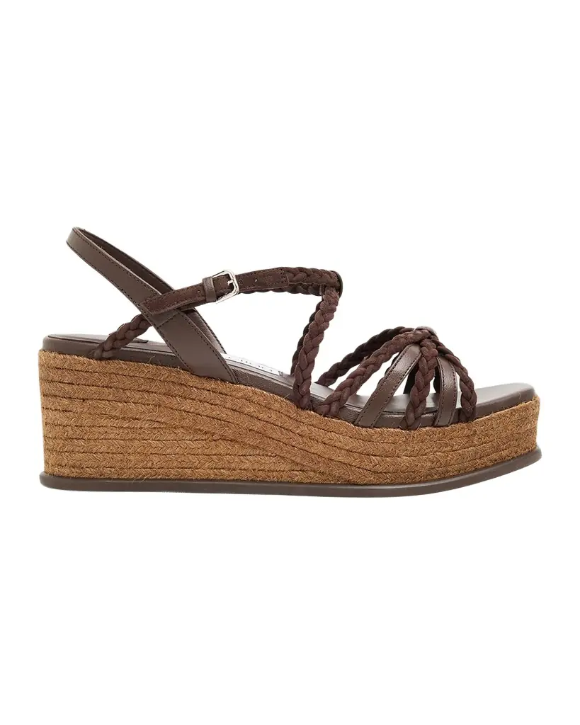 Jimmy Choo 60mm Nyra Leather Espadrille Wedge Sandals
