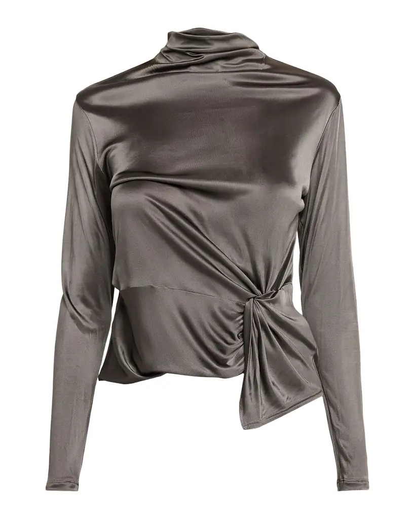 Giorgio Armani Asymmetric Draped Shiny Viscose Top