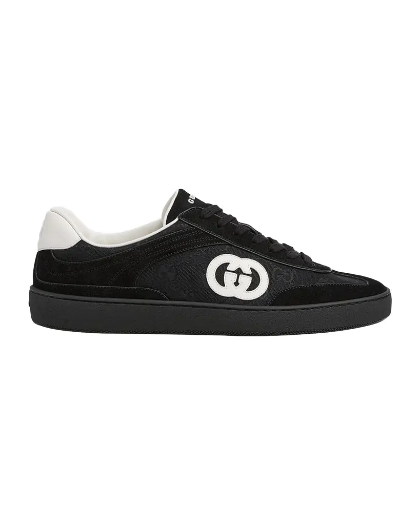 Gucci Men 's G75 Canvas and Suede T-Toe Low-Top Sneakers