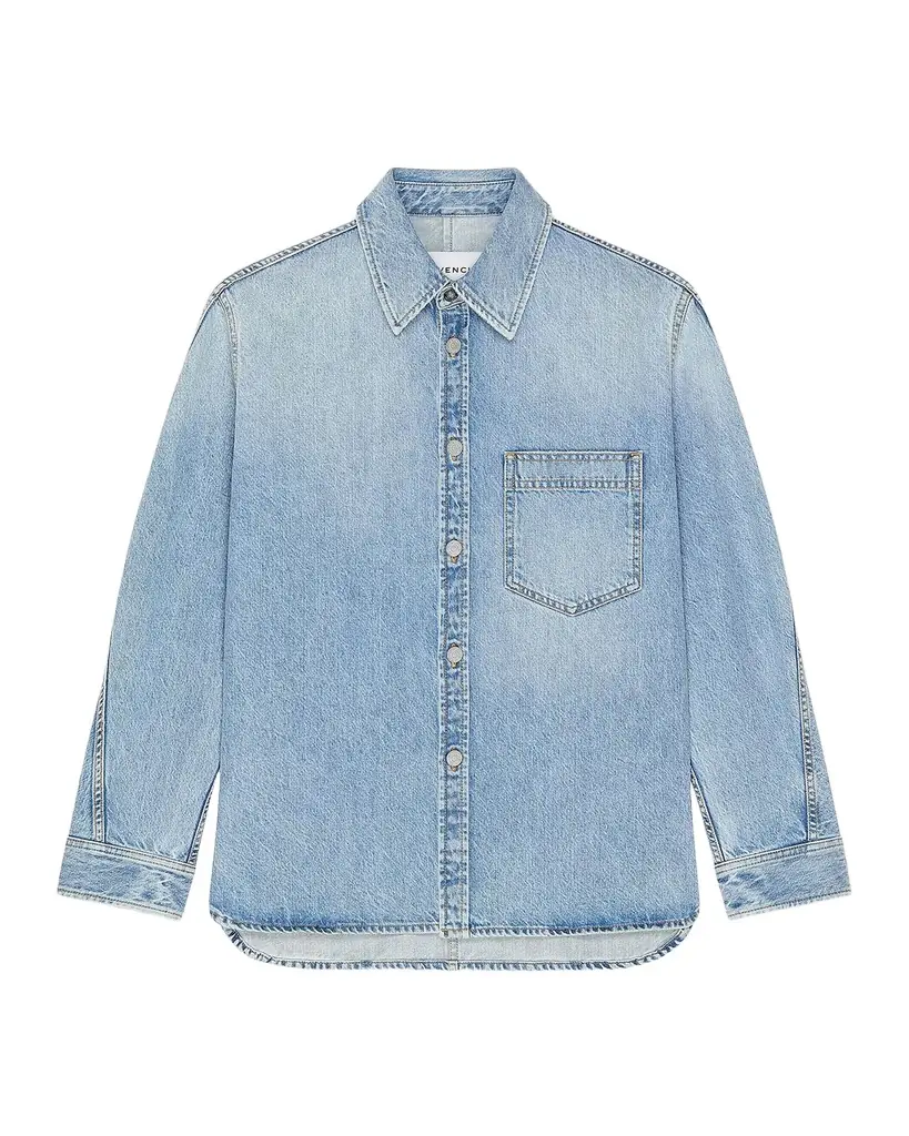 Givenchy Men 's Stone-Washed Denim Shirt