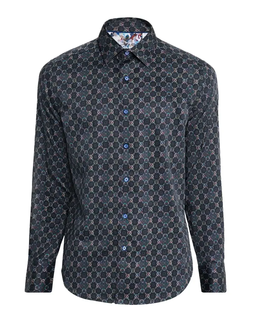 Robert Graham Men 's Bramston Medallion Satin Button-Down Shirt
