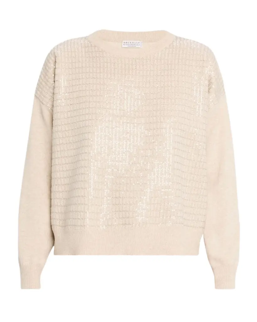 Brunello Cucinelli Sequined Cashmere Crewneck Sweater