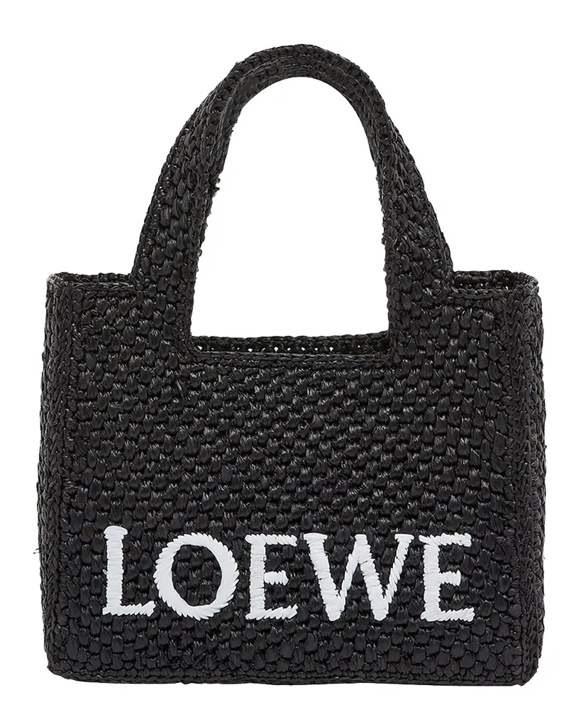 Loewe x Paula 's Ibiza Font Logo Mini Tote Bag in Raffia