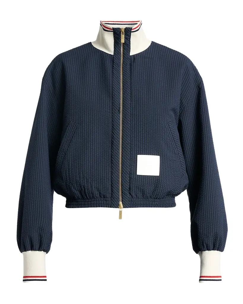 Thom Browne Seersucker Drawstring Track Jacket