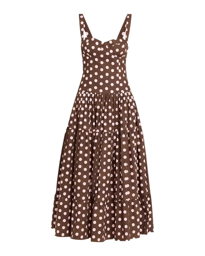 Cara Cara Santiago Bustier Tiered Floral Poplin Midi Dress